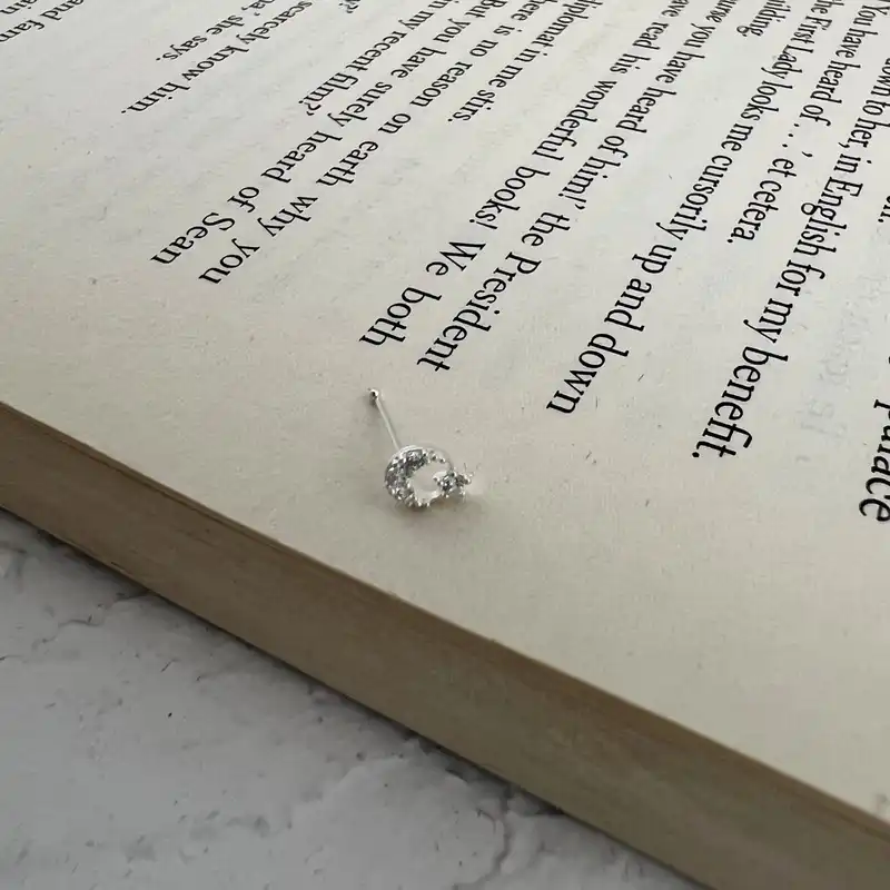 پیرسینگ نقره زنانه مدل ماه و ستاره کد P4620