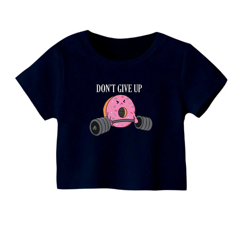 کراپ‌ تی‌شرت آستین کوتاه زنانه مدل دونات ورزشکار