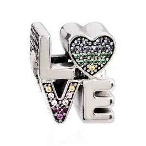 آویز گردنبند نقره زنانه پاندورا مدل Rainbow Pavé Love