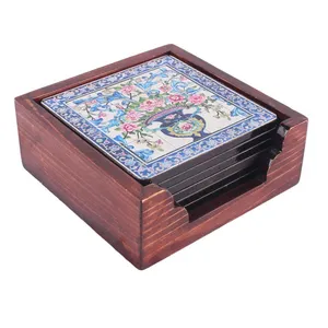 زیر لیوانی چوبی طرح کوزه کد 8010 مجموعه 7 عددی