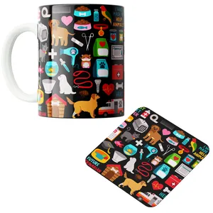 ماگ پاد آفرین مدل دامپزشک پت شاپ حامی حیوانات کد PZ508 به همراه زیرلیوانی