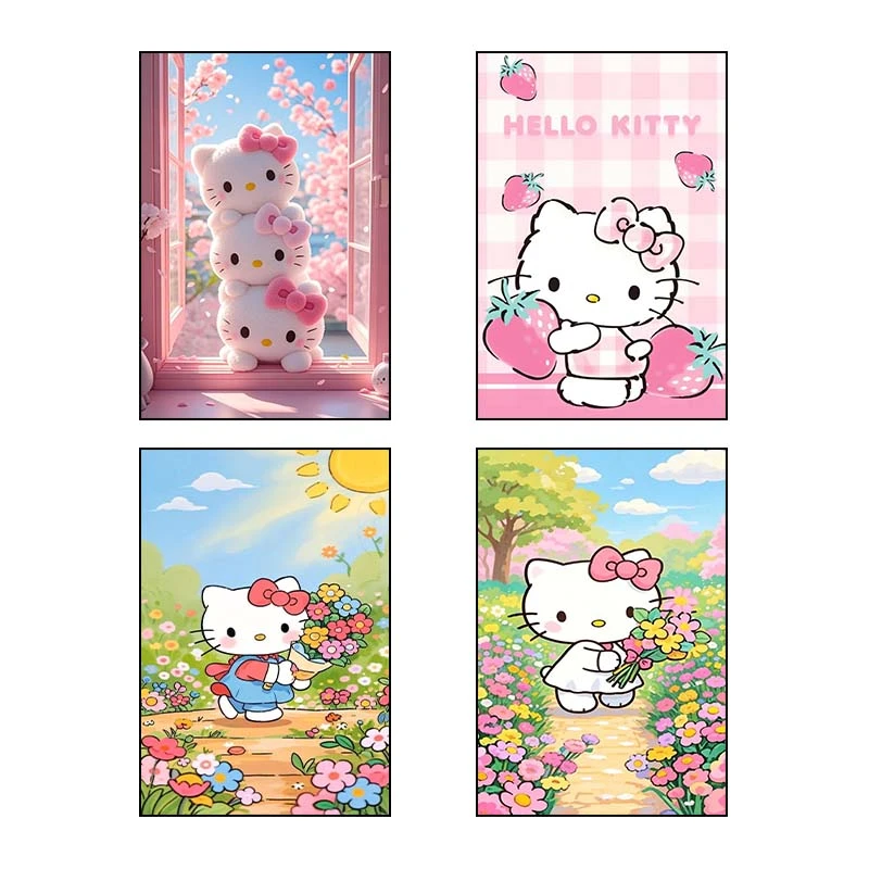 تابلو شاسي کارنيکا طرح هلو کیتی hello kitty کد 52347 مجموعه 4 عددی