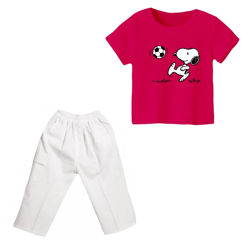 ست تی شرت و شلوارک دخترانه مدل اسنوپی کد ۸۴