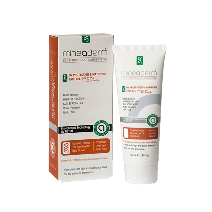 ژل ضد آفتاب بدون رنگ ماینودرم SPF 50 مدل BHS مناسب پوستهای چرب حجم 50 میلی لیتر