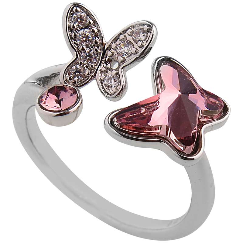 انگشتر زنانه سواروسکی مدل پروانه و نگین کد 19009