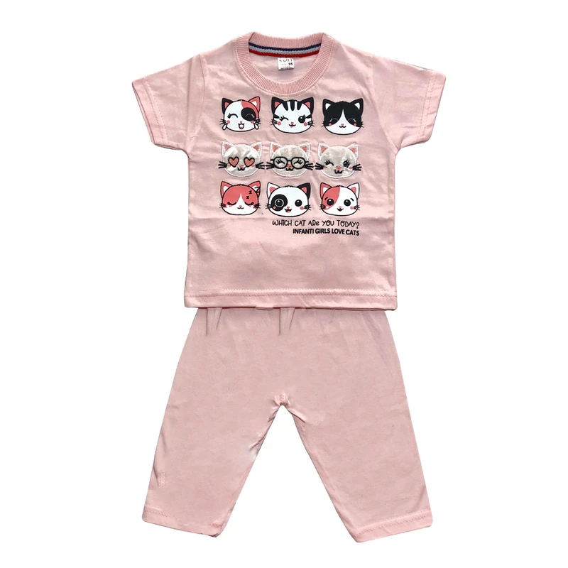 ست تی شرت و شلوار دخترانه مدل گربه کد 230