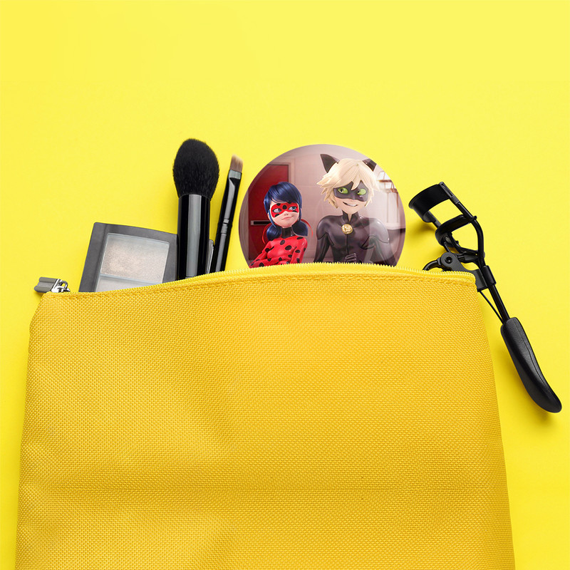 آینه جیبی خندالو مدل دختر کفشدوزکی و پسر گربه ای  کد 2819