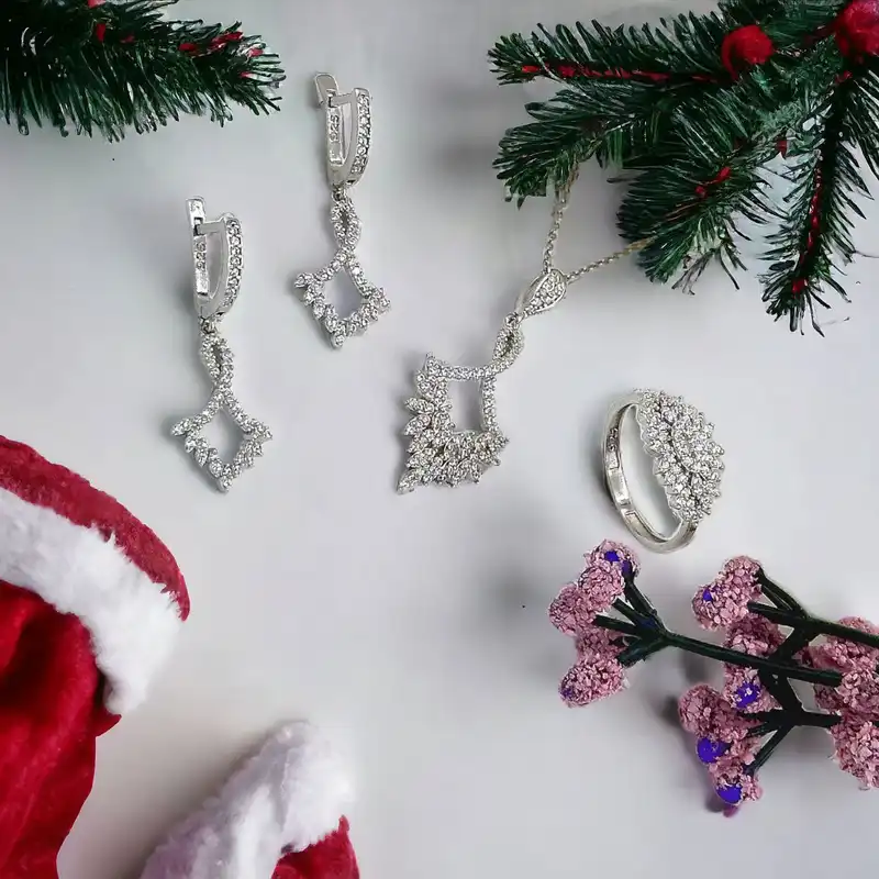 نیم ست نقره زنانه مدل بی نهایت ستاره 0128