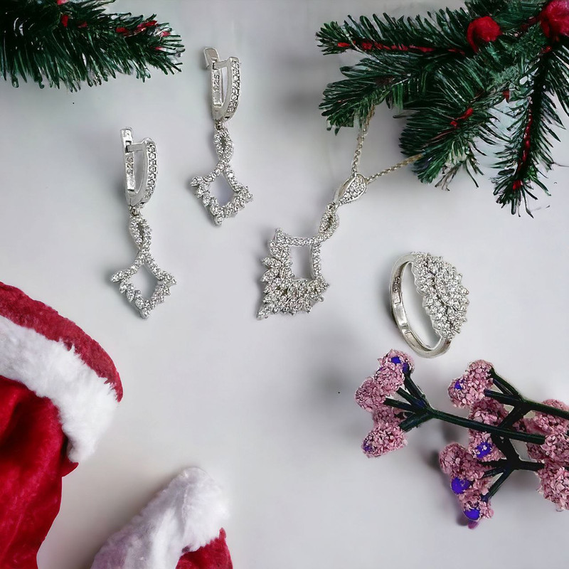 نیم ست نقره زنانه مدل بی نهایت ستاره 0128