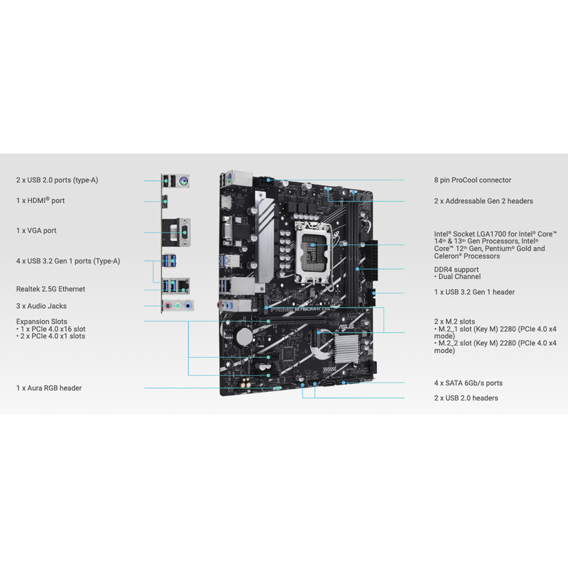 مادربرد ایسوس مدل PRIME B760M-K D4