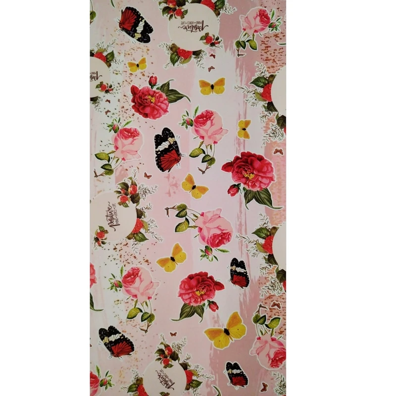 کاغذ کادو مدل گل و پروانه سایز 70×50 سانتی متر بسته 3 عددی 