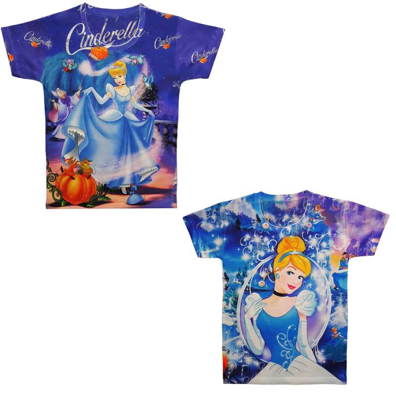 تی شرت دخترانه طرح سیندرلا کد Cin 95 مجموعه 2 عددی