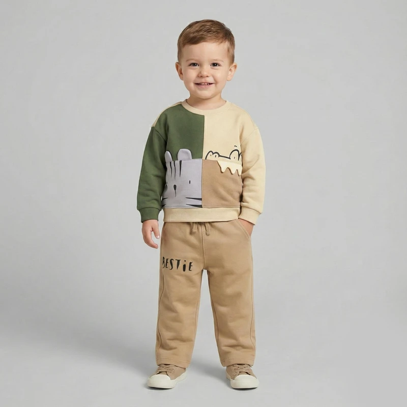 ست سویشرت آستین بلند و شلوار راحتی پسرانه سون پون مدل B912