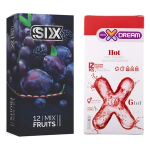 کاندوم سیکس مدل Mix Fruits بسته 12 عددی به همراه کاندوم ایکس دریم مدل Hot بسته 12 عددی
