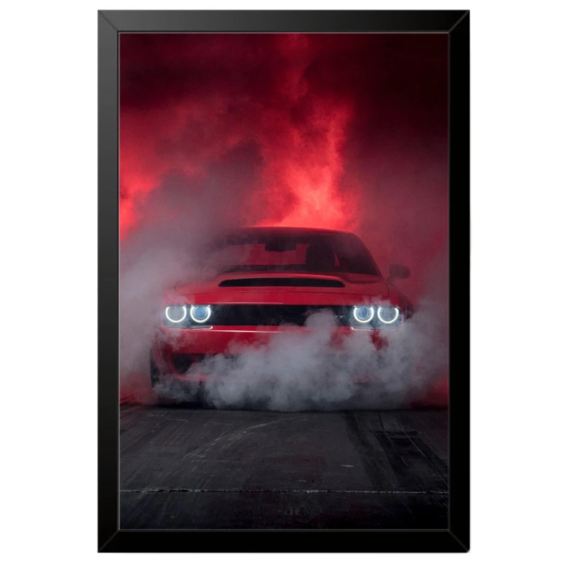 تابلو بکلیت طرح ماشین و خودرو دوج چلنجر Dodge Challenger مدل B-po2081 فریم مشکی