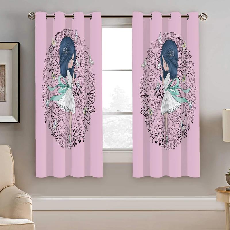 پرده نیروانا طرح دختر کودک مدل هازان کد 8573 سایز 140×200 سانتی متر