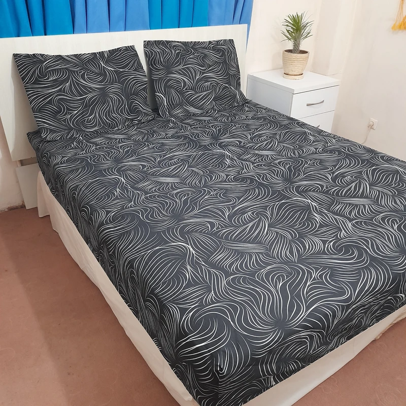 سرویس ملحفه مدل مارپیچ niki06.25 کد 180 دو نفره سه تکه