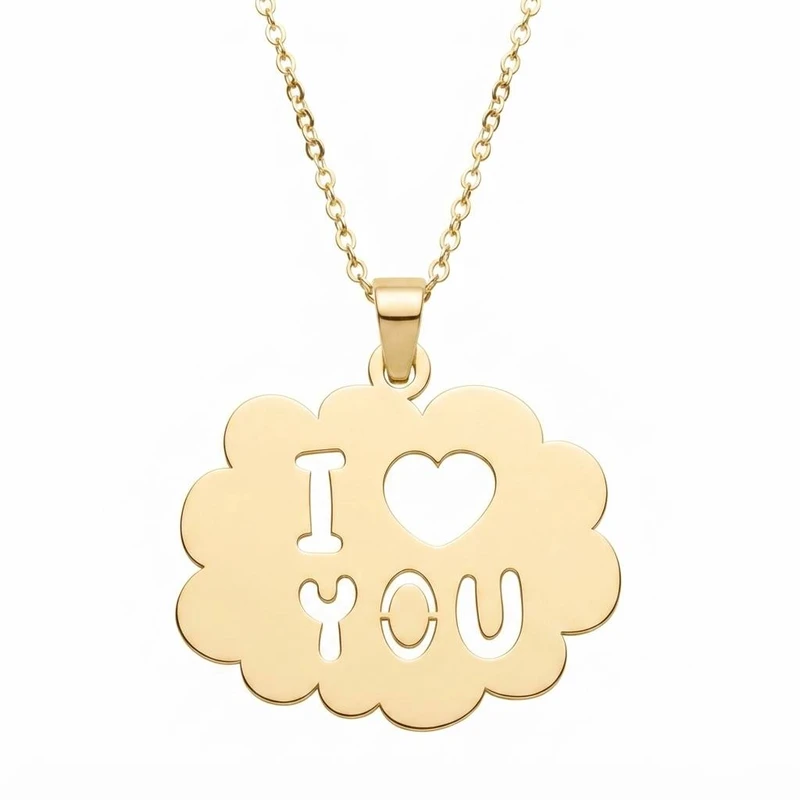 گردنبند طلا 18 عیار زنانه با زنجیر حلقه‌ای (فلامینگو) لیردا مدل ابر i love u کد 1235322