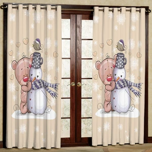 پرده مدل برف و آدم برفی هازان پانچی کد 4732a سایز 140x200 سانتی متر