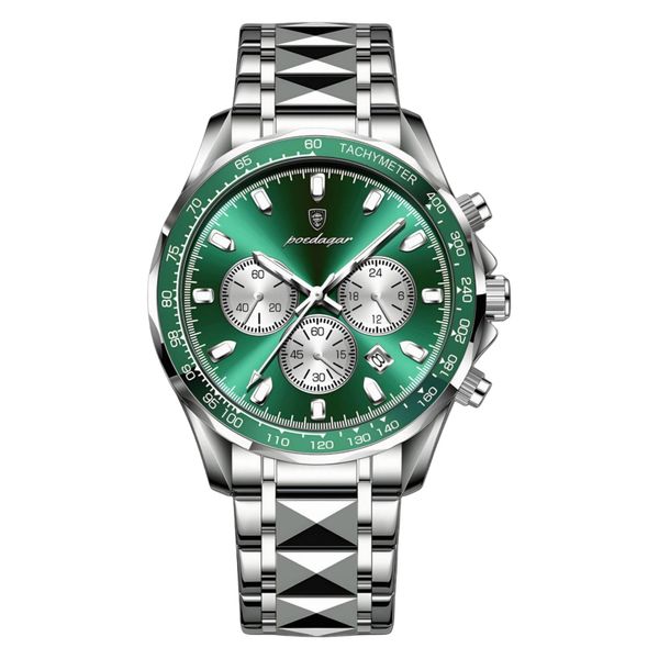 ساعت مچی عقربه‌ای کوارتز مردانه کرنوگراف  پوداگار مدل کلاسیک بند استیل سه موتور فعال کد a.b