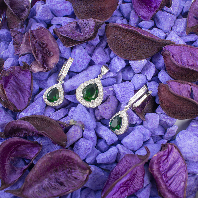 نیم ست نقره زنانه مدل زمرد AVN-N1165 نیم ست نقره زنانه مدل زمرد AVN-N1165