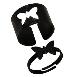 انگشتر زنانه طرح پروانه کد RKH_1235 مجموعه 2 عددی