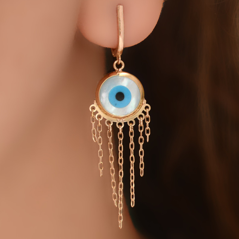 گوشواره طلا 18 عیار زنانه طلای مستجابی مدل چشم کد 03