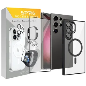 Sprig Border Magsafe Full Ring cover suitable for Samsung Galaxy S25 Ultra with screen protector and lens protector