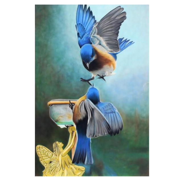 تابلو نقاشی طرح پرنده‌ها و فرشته