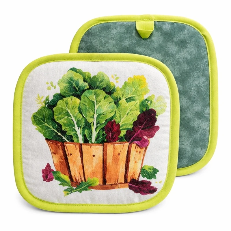 دستگیره مدل پارچه‌ای طرح سبد سبزیجات بسته 2 عددی