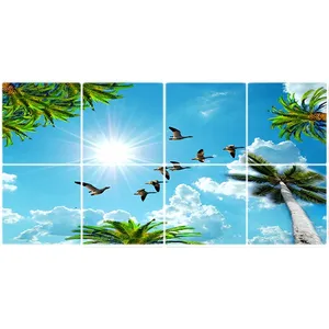  تایل سقفی طرح نخل و گل کد ST 1096-8 سایز 60x60 سانتی متر مجموعه 8عددی