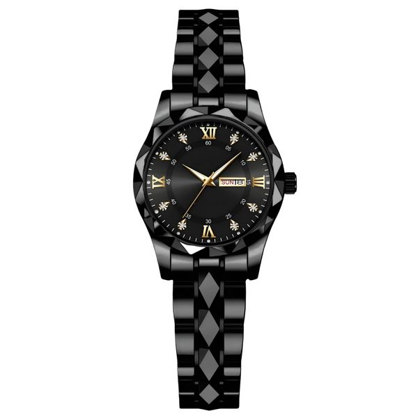 ساعت مچی عقربهای زنانه مدل کوارتز کلاسیک دی دیت بند استیل طرح تراش الماسی کد C1.9