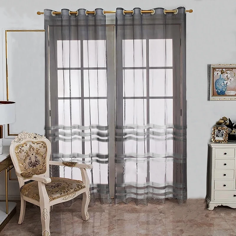 پرده تیکو دکو مدل حریر ژرسه سه لاین ژوردار سایز 140*280 سانتی متر