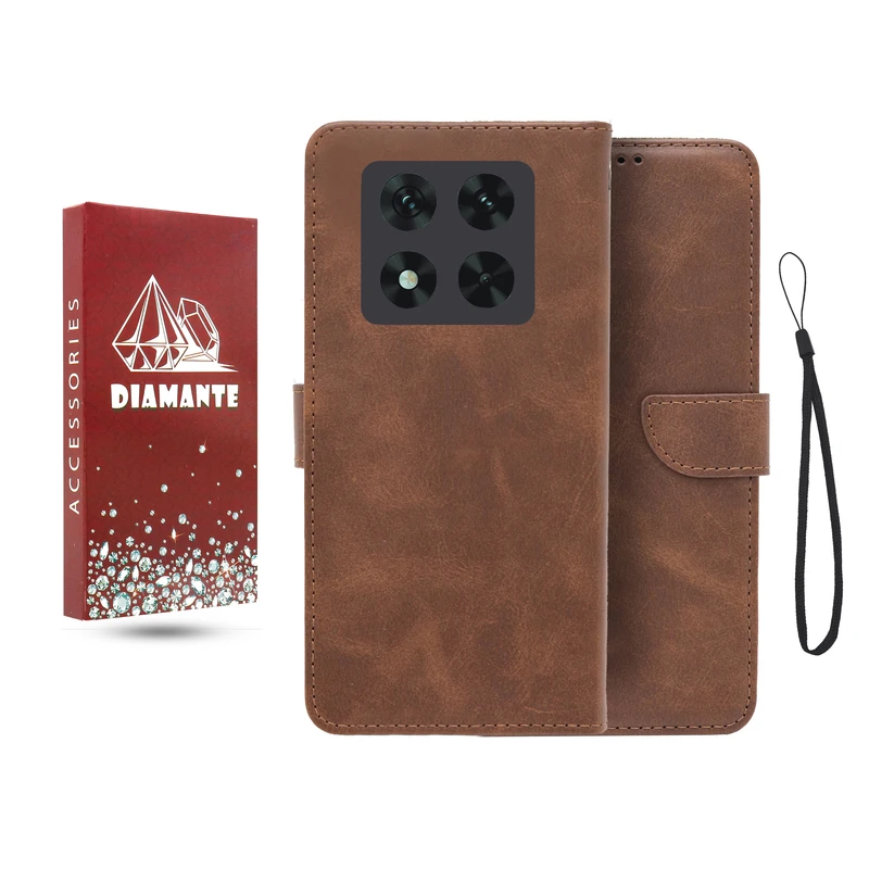 کیف کلاسوری دیامانته مدل جاکارتی بنددار مناسب برای گوشی موبایل شیائومی Redmi Note 14 Pro 5G به همراه بند آویز