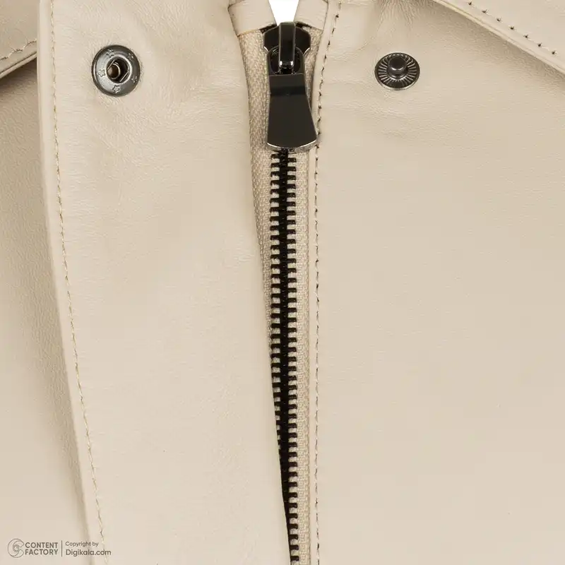 کت چرم زنانه چرم مشهد مدل b0480-092 رنگ استخوانی