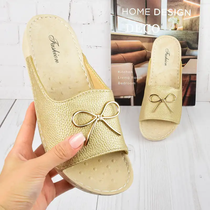 دمپایی زنانه نیکتا مدل پاپیون کد GLD.4040