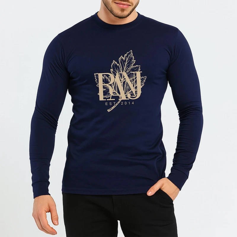 تی شرت آستین بلند مردانه رانژ مدل    22RA26D10M-2754-01 رنگ سرمه ای