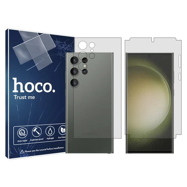 محافظ صفحه نمایش شفاف هوکو مدل HyGEL  مناسب برای گوشی موبایل سامسونگ Galaxy S23 Ultra به همراه محافظ پشت گوشی