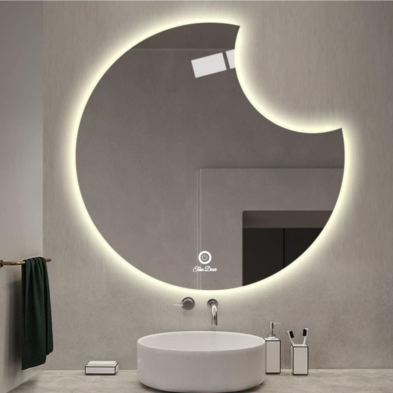 آینه سرویس بهداشتی تارادکور طرح ماه مدل لمسی کد tc177