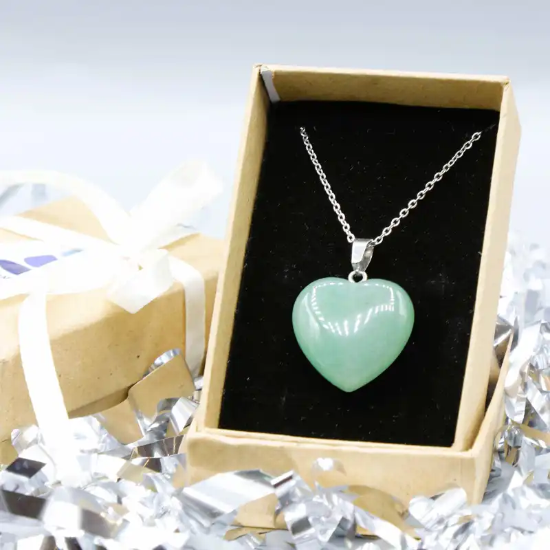 گردنبند مدل قلب سنگ آونتورین