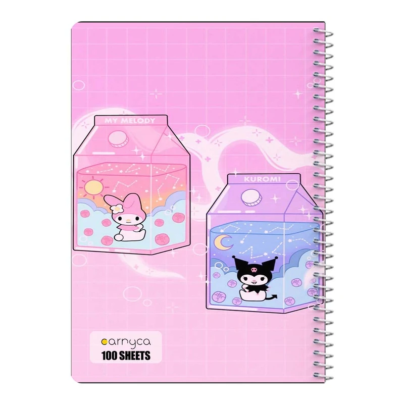 دفتر مشق 100 برگ سیمی کارنیکا طرح مای ملودی و کورومی My Melody & Kuromi کد 96993