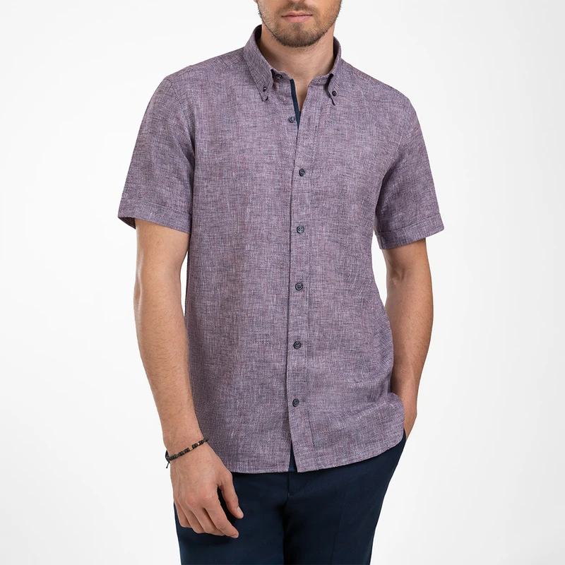 پیراهن آستین کوتاه یقه دکمه دار مردانه ام کی مدل 1899