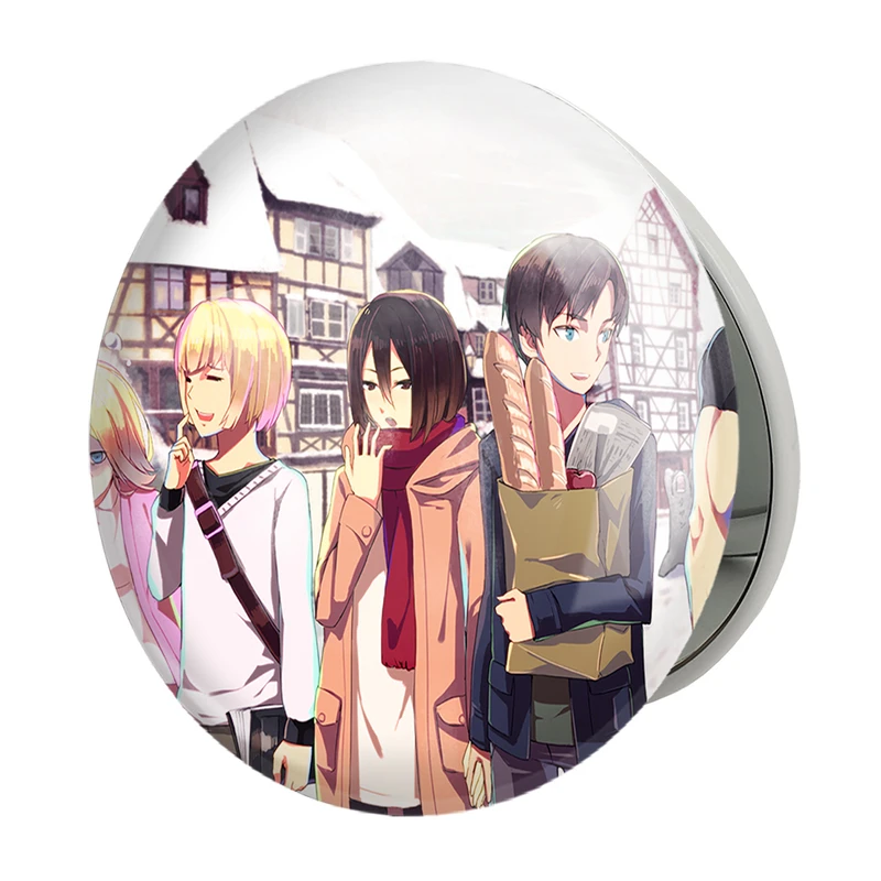 آینه جیبی خندالو طرح ارن و میکاسا انیمه اتک آن تایتان Attack on Titan مدل تاشو کد 10978 