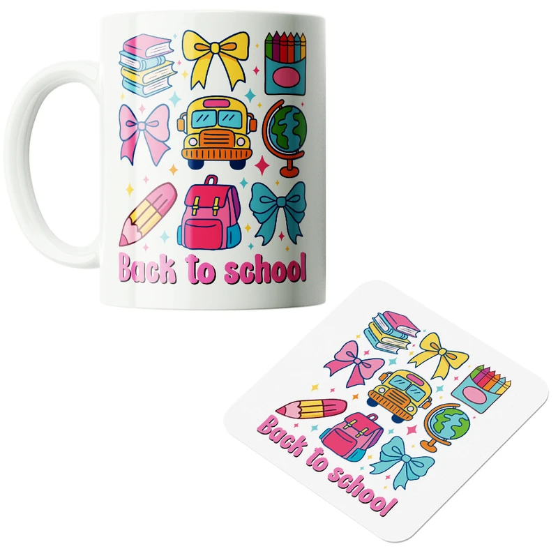 ماگ پاد آفرین مدل  دانش آموز بازگشت به مدرسه  کد PZ127 به همراه زیرلیوانی