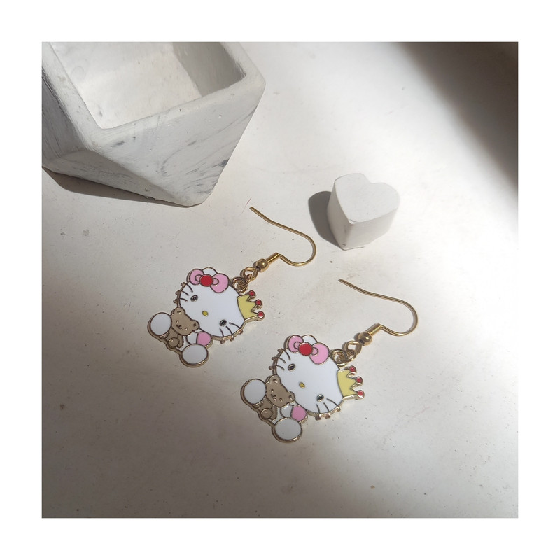 گوشواره زنانه مدل هلو کیتی و خرس