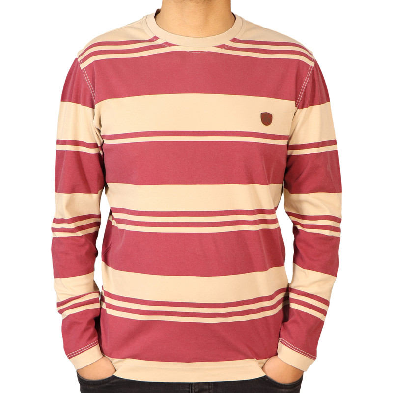 تی شرت آستین بلند مردانه مدل یقه گرد سنگشور کد 36800 رنگ زرشکی