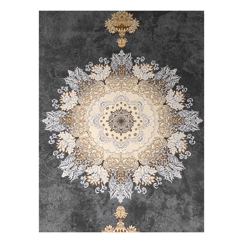 فرش ماشینی 700 شانه فرش مشهد زمینه و حاشیه طوسی کد 723512