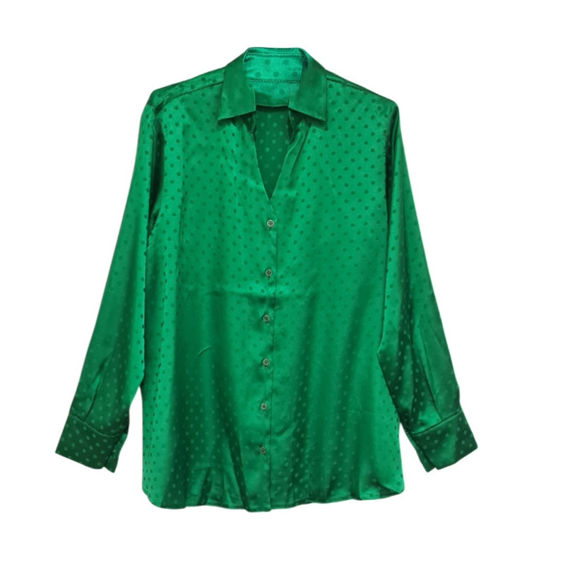 شومیز آستین بلند زنانه لاور مدل ساتن خا ل خالی کد 3