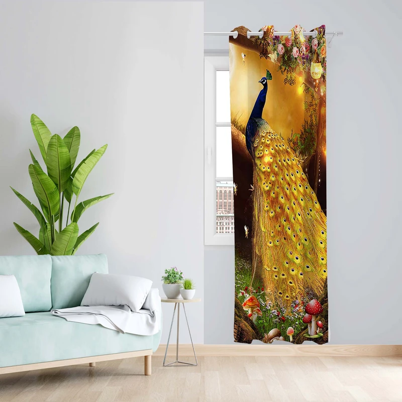 پرده طرح طاووس مدل مخمل پانچی کد 5201 z سایز 140x200 سانتی متر