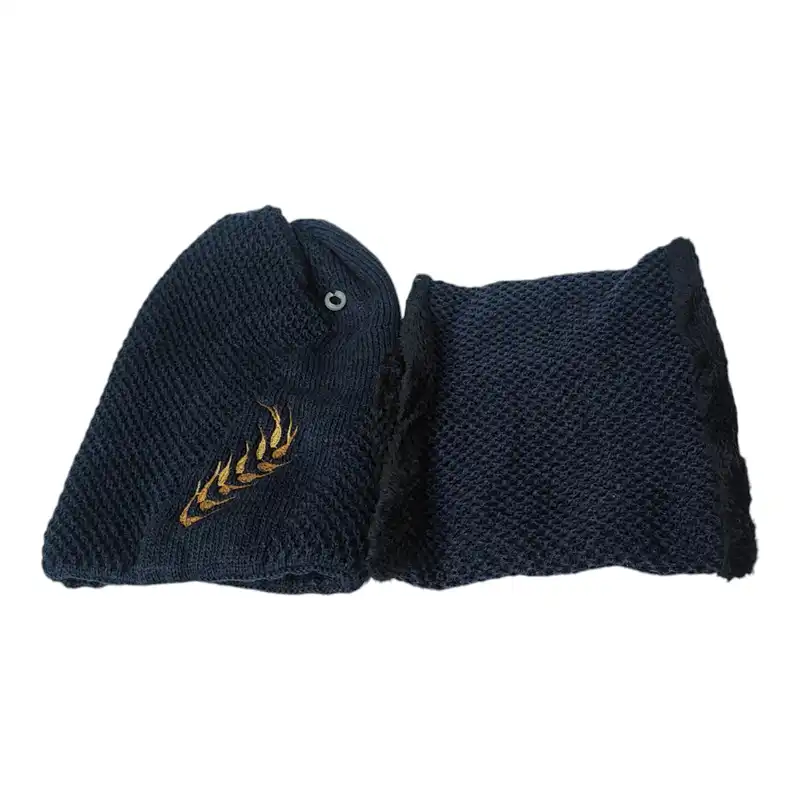 ست کلاه و شال گردن بافتنی بچگانه مدل خوشه گندم ۰۲